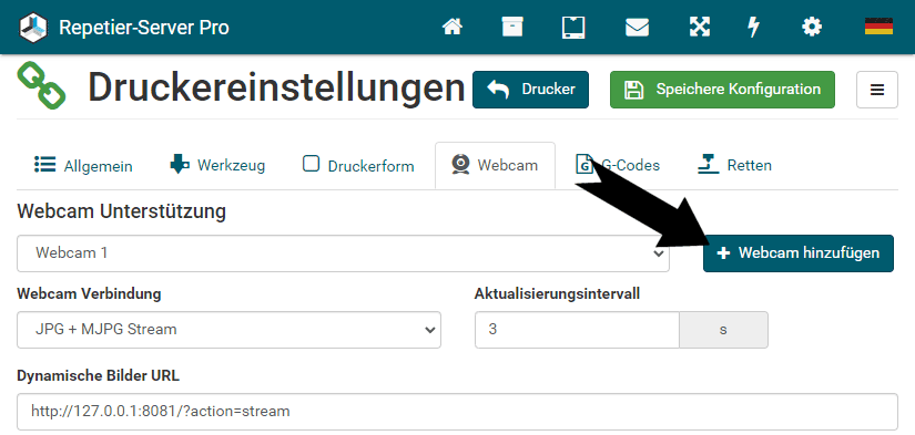 Repetier-Server Druckerienstellungen