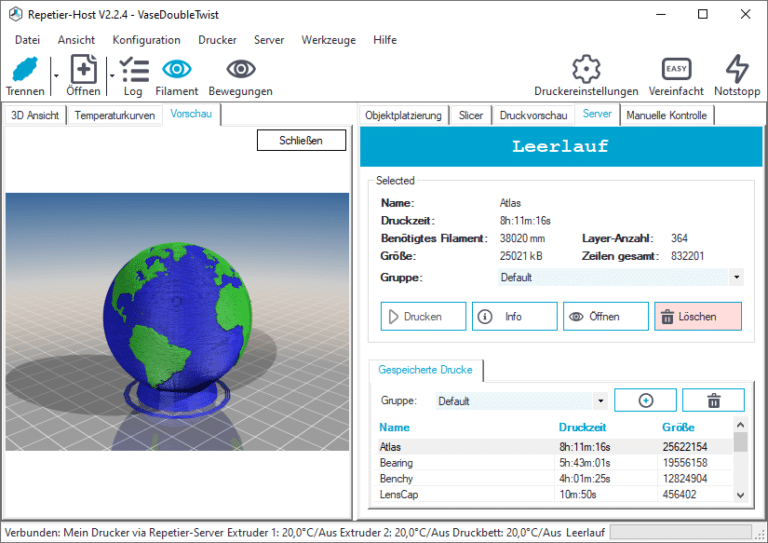 RepetierServer via RepetierHost verwenden RepetierServer